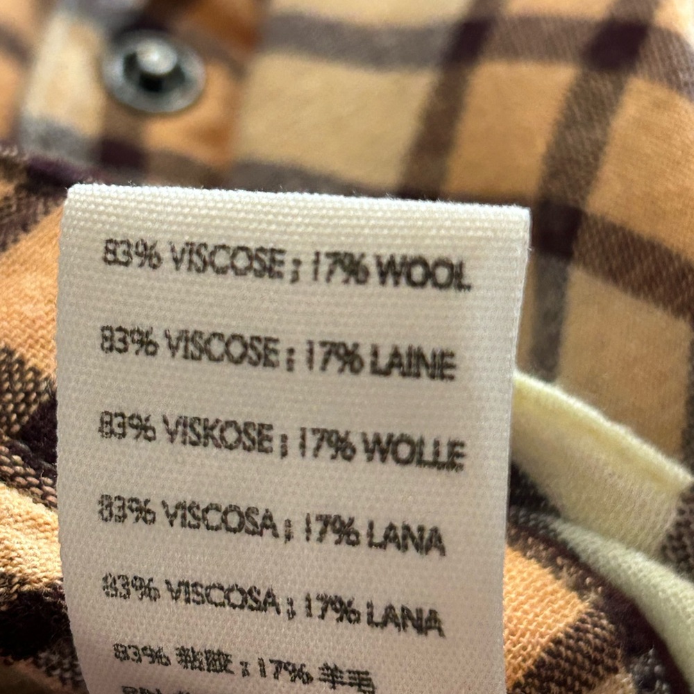We The Free | Size Small Wool Blend Plaid Distressed Top - Picture 8 of 8